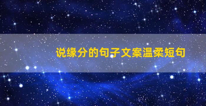 说缘分的句子文案温柔短句